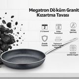 Polochef Megatron 30 cm Granit Döküm Et, Balık, Sote Tavası Çelik Saplı Büyük Boy - - - Gri