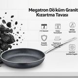 Polochef Megatron Granit Çelik Saplı Izgara,patates,balık Kızartma Tavası Büyük Boy Mega 32 cm - - - Gri
