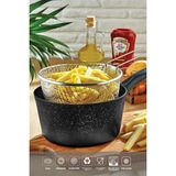 Polochef Melda Granit Kızartma Tavası 20CM Patates Cips Fritöz Telli Kızartma Tenceresi Sütlük - - - Siyah