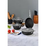 Polochef Quatro Granit 7 Parça Tencere ve Tava Seti Siyah