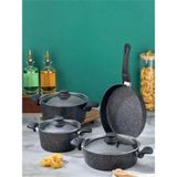 Polochef Rapido Granit 7 Parça Tencere Seti - Siyah - 18-42