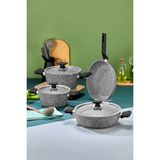 Polochef River Granit 7 Parça Tencere ve Tava Seti Gri - 18-42