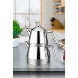 Polochef Venedik Çaydanlık 18/10 Paslanmaz Çelik Büyük Boy Silver Saplı. Gümüş