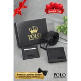 POLOGRAND London Orijinal Erkek 3'lü Özel Hediye Kutulu Luxury Serisi Damat Hediyelik Kemer Cüzdan Ve Kartlık Seti