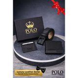 POLOGRAND London Orijinal Erkek 3'lü Özel Hediye Kutulu Set Luxury Serisi Hediyelik Özel Kutu Sevgiliye Babaya Hediye Damat Bohçası Doğum Günü Özel Gün Hediyesi Lüks Yumuşak Deri Şık Kemer Kartlık ve Cüzdan Seti