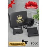 POLOGRAND London Orijinal Erkek 4'lü Özel Hediye Kutulu Set Luxury Serisi Hediyelik Özel Kutu Sevgiliye Babaya Hediye Damat Bohçası Doğum Günü Özel Gün Hediyesi Lüks Yumuşak Deri Kemer Cüzdan Kartlık ve Parfüm Seti
