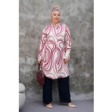 Polologin Butik Bordo Beyaz Modern Desen Tunik