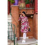 Polologin Butik Bordo Kahve Desenli Viskon Tunik