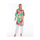 Polologin Butik Çiçek Ve Yaprak Desenli Viskon Tunik