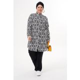 Polologin Butik Geometrik Desenli Siyah Beyaz Tunik