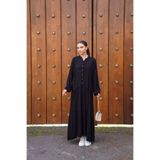 Polologin Butik Gömlek Yaka Çok Katlı Maxi Elbise - Siyah