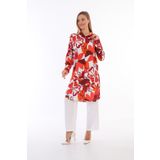 Polologin Butik Kırmızı Çiçek Desenli Uzun Tunik