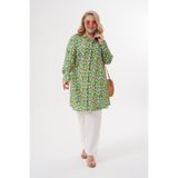 Polologin Butik Küçük Yeşil Sarı Çiçekli Viskon Tunik