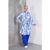Polologin Butik Mavi Desenli Tunik ve Pantolon Takım