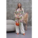 Polologin Butik Pembe Turuncu Çiçekli Tunik
