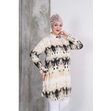 Polologin Butik Siyah Bej Desenli Gömlek Tunik