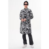 Polologin Butik Siyah Desenli Beyaz Gömlek Tunik