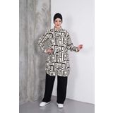 Polologin Butik Siyah Labirent Çizgili Tunik ve Siyah Pantolon Takım