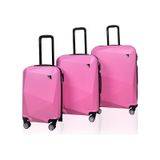 Polo&Sky Elmas Model Pembe Renk 3'lü Valiz Bavul Seti pembe