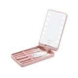 Polosmart Psc21 Led Işıklı Şarjlı Ayna + Fırça Seti Pembe