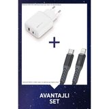 Polosmart PSM75 Pd+Usb Smart Duvar Şarjı 20W + PSM76 1.2 Metre Type-C To Lightning Şarj Kablosu - Beyaz