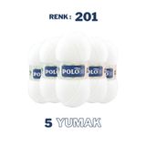 Polosu (5 Adet) Candy Baby %100 Premium Akrilik Bebek Örgü İpliği - 201 - Optik Beyaz
