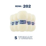 Polosu (5 Adet) Candy Baby %100 Premium Akrilik Bebek Örgü İpliği - 202 - Krem