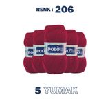 Polosu (5 Adet) Candy Baby %100 Premium Akrilik Bebek Örgü İpliği - 206 - Koyu kırmızı