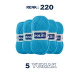 Polosu (5 Adet) Candy Baby %100 Premium Akrilik Bebek Örgü İpliği - 220 - Cam mavi