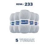 Polosu (5 Adet) Candy Baby %100 Premium Akrilik Bebek Örgü İpliği - 233 - Açık gri