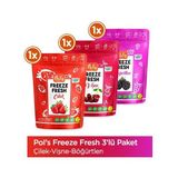 Pol’s Freeze Fresh Çilek 15 g x 1 Adet, Vişne 25 g x 1 Adet , Böğürtlen 20 g x 1 Adet Freeze Dry Dondurularak Kurutulmuş Meyve - 15 gr