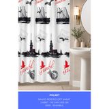 polset Desenli Şık Banyo Duş Küvet Perdesi Çift Kanat 2’li Set 100x200 cm Halkasız Modern Ev Dekor
