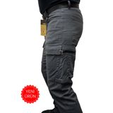 Polviton Erkek Kargo Pantolon Taktikal Füme Slim Fit Cepli Pantolon