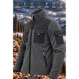 Polviton Erkek Polar Ceket Tam Fermuarlı Dik Yaka Cepli Taktik Outdoor Füme