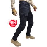 Polviton Siyah Erkek Kargo Pantolon Taktikal Outdoor Combat Cep