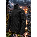 Polviton Softshell Içi Polarlı Su Geçirmez Ceket Rüzgar Geçirmez Kışlık Erkek Mont Siyah