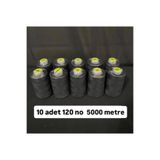 Poly 10 adet 120 no 5000 metre siyah dikiş ipi / overlok ipi / dikiş makine ipi
