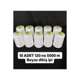 Poly 10 adet beyaz 120 no 5000 metre dikiş ipi / overlok ipi /dikiş makine ipi