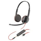 Poly Blackwire 3225 Kablolu Kulaklık - Gürültü Önleyici Mikrofon - Stereo Tasarım - USB-C, USB-A veya 3,5 mm üzerinden PC/Mac/Mobil Cihazlar ile Bağlantı - Takımlarla Uyumlu, Zoom