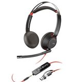 Poly Blackwire 5220 Siyah Kırmızı Headset Saç Bandı Kulaklık