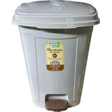 Poly Time Plastik Basmalı Pedallı Çöp Kovası Kutusu / 52 Litre - Krem / 57X40X40 Cm. - Beyaz - 32 lt