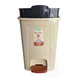Poly Time Plastik Pedallı Basmalı 12 Litre Çöp Kovası Kutusu / Krem - 34x27x27 Cm.