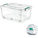 Poly Time Tekerlekli Multibox Şeffaf Kilitli Saklama Düzenleme Kabı Kutusu - Dikdörtgen - 40 Litre