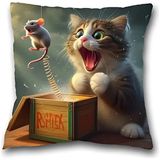 Polybotum 1 Adet Fantastik Kedi & Fare Peluş Yastık Kılıfı 44.96CM x 44.96CM - Fransız Tarzı - Çok Renkli