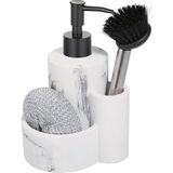 Polyester Sıvı Sabunluk, Süngerlik ve Lavabo Fırçası – Dekoratif & Dayanıklı