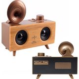 Polygold B6 Müzik Kutusu Şarjlı Gramafon Ahşap Bluetooth USB Sd Aux Fm