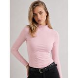 POLYMOOD Kadın %95 Pamuk Yarım Balıkçı Yaka Terletmeyen Nefes Alan Uzun Kollu Body - Açık Pembe - XL