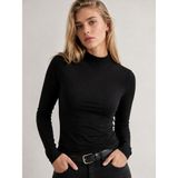 POLYMOOD Kadın %95 Pamuk Yarım Balıkçı Yaka Terletmeyen Nefes Alan Uzun Kollu Body - Siyah - XL