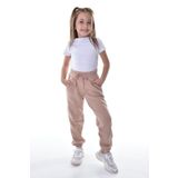 POLYMOOD Kız - Erkek Çocuk Bej Kışlık Compact Penye İçi Polar Şardonlu 3 Iplik Eşofman Altı Jogger Pantolon