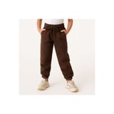 POLYMOOD Kız - Erkek Çocuk Kahverengi Kışlık İçi Polar Şardonlu 3 Iplik Eşofman Altı Jogger Pantolon